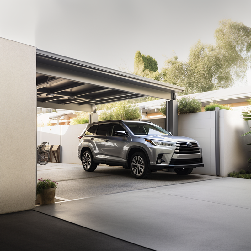 carport with Kluger parked in it